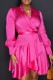Rose Red Casual Elegant Solid Bandage Patchwork Asymmetrical A Line Dresses