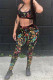 Black Sexy Casual Sportswear Print Patchwork O Neck Sleeveless Two Pieces