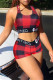 Red Fashion Casual Sportswear Print Patchwork U Neck Sleeveless Two Pieces