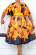 Yellow Celebrities Print Patchwork V Neck A Line Dresses