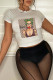 Khaki Fashion Casual Print Patchwork O Neck T-Shirts