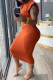 Orange Fashion Casual Solid Basic O Neck Sleeveless Two Pieces
