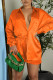 Tangerine Red Casual Solid Patchwork Buckle Turndown Collar Long Sleeve Two Pieces