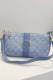 Blue Fashion Street Letter Patchwork Bags
