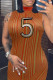 Orange Fashion Casual Print Patchwork Turtleneck Sleeveless Dress