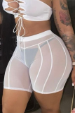 Pink Sexy Solid Mesh Skinny High Waist Pencil Solid Color Bottoms