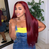 Burgundy Fashion Casual Solid Patchwork Wigs