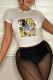 Multicolor Fashion Casual Print Patchwork O Neck T-Shirts