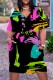 Black Casual Print Patchwork V Neck Straight Dresses