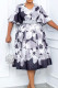 Grey Celebrities Print Patchwork V Neck A Line Dresses