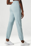 Light Blue Casual Sportswear Solid Patchwork Regular High Waist Trousers