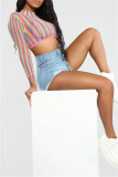 Colour Fashion Sexy Patchwork Bandage Hollowed Out See-through Swimwears Three-piece Set (With Paddings)