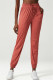 Red Casual Sportswear Solid Patchwork Regular High Waist Trousers