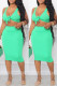 Green Fashion Sexy Solid Bandage V Neck Sleeveless Two Pieces