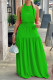 Green Sexy Solid Bandage Patchwork Backless Halter Straight Dresses