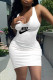 White Fashion Sexy Print Letter U Neck One Step Skirt Dresses
