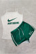 Green Fashion Casual Print Letter Spaghetti Strap Sleeveless Two Pieces