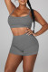 Grey Sexy Solid Patchwork Spaghetti Strap Sleeveless Two Pieces