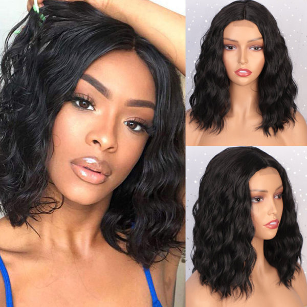 Black Fashion Casual Solid Patchwork Wigs