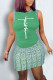 Green Casual Print Patchwork O Neck Sleeveless Two Pieces