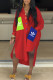 Red Fashion Casual Print Letter Turndown Collar Shirt Dress Dresses