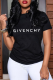 Black Fashion Street Print Patchwork Letter O Neck T-Shirts