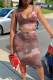 Brownness Sexy Print Patchwork U Neck Sleeveless Two Pieces