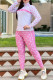 Pink Fashion Street Print Patchwork Zipper Collar Long Sleeve Two Pieces