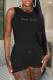 Black Sexy Solid Patchwork Hot Drill O Neck Sleeveless Two Pieces