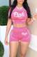 Pink Casual Sportswear Print Patchwork O Neck Short Sleeve Two Pieces