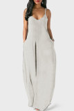 Grey Milk. Fashion Sexy Casual Spaghetti Strap Sleeveless Slip Princess Dress Floor-Length Solid Dresses
