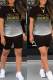 Black Casual Print Patchwork O Neck Short Sleeve Two Pieces
