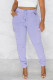Purple Casual Solid Patchwork Pocket High Waist Pencil Solid Color Bottoms