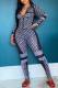 Black Fashion Casual Print Letter Zipper Collar Long Sleeve Two Pieces