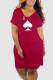 Red Casual Print Patchwork V Neck Straight Dresses