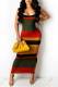 Red Sexy Striped Print Patchwork Backless Spaghetti Strap Pencil Skirt Dresses