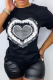 Black Fashion Street Print Patchwork O Neck T-Shirts