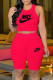 Red Fashion Casual Print Letter O Neck Sleeveless Two Pieces