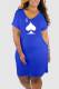Blue Casual Print Patchwork V Neck Straight Dresses
