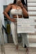 Grey Sexy Casual Solid Patchwork Backless Strapless Sleeveless Two Pieces