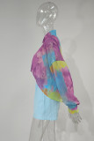 Colour Fashion Casual Print Basic Turndown Collar Long Sleeve Two Pieces