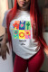 White Fashion Casual Print Basic O Neck T-Shirts