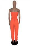 Orange Sexy Solid Sleeveless Wrapped Jumpsuits