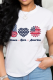 White Black Fashion Street Print Lips Printed Patchwork O Neck T-Shirts