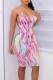Colour Sexy Print Patchwork Spaghetti Strap One Step Skirt Dresses