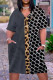 Black Gray Fashion Casual Print Basic V Neck Short Sleeve Dress