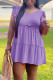 Purple Casual Solid Patchwork Fold Stringy Selvedge V Neck A Line Plus Size Dresses