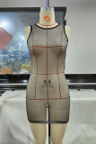 Black Silver Fashion Sexy Solid Hollowed Out See-through O Neck Sleeveless Dress