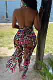 Colour Fashion Sexy Print Tassel Bandage Backless Swimwears (Without Paddings)