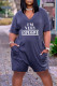 Blue Casual Print Patchwork V Neck Straight Rompers